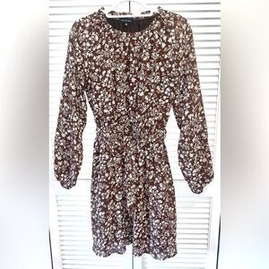 Jacque The Label Brown Floral Smock Dress Medium